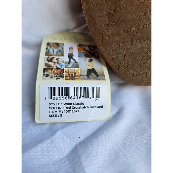 TOMS Women's Size 5 RED Classic Cork Wedge Heel Shoes Peep Toe Sandal NWOB - Picture 8 of 8